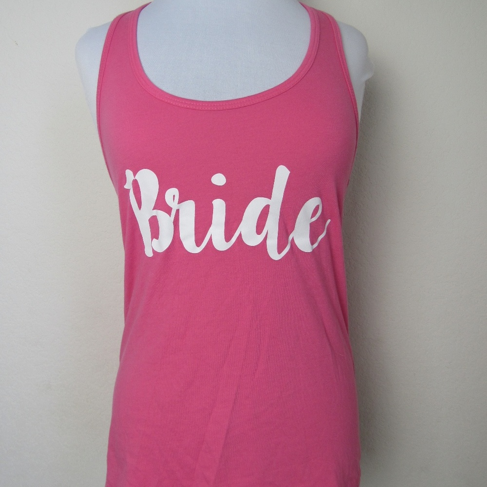 "Bride" pink tank top, size medium